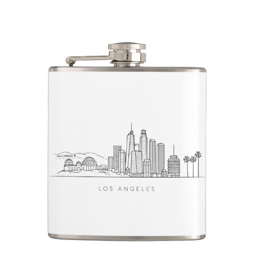 Minimalist Los Angeles Skyline Illustration フラスク (正面)