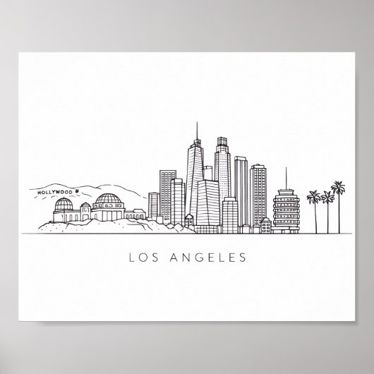 Minimalist Los Angeles Skyline Illustration ポスター (正面)
