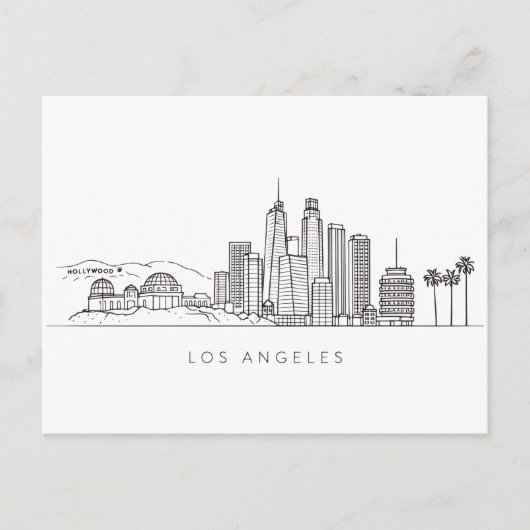 Minimalist Los Angeles Skyline Illustration ポストカード (正面)