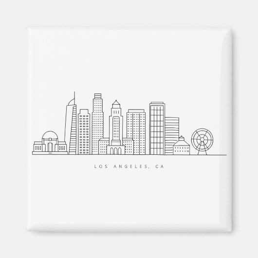 Minimalist Los Angeles Skyline Illustration マグネット (正面)