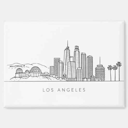 Minimalist Los Angeles Skyline Illustration マグネット (正面)