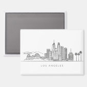 Minimalist Los Angeles Skyline Illustration マグネット (正面/裏面)