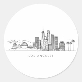 Minimalist Los Angeles Skyline Illustration ラウンドシール