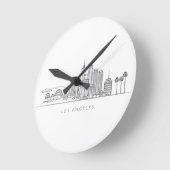 Minimalist Los Angeles Skyline Illustration ラウンド壁時計 (傾斜)