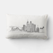 Minimalist Los Angeles Skyline Illustration ランバークッション (裏面)