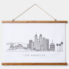 Minimalist Los Angeles Skyline Illustration 吊り下げ型タペストリー