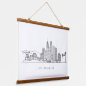 Minimalist Los Angeles Skyline Illustration 吊り下げ型タペストリー (傾斜あり)