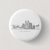 Minimalist Los Angeles Skyline Illustration 缶バッジ (正面)
