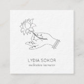 Minimalist Lotus Hand Meditation Instructor QR スクエア名刺 (正面)