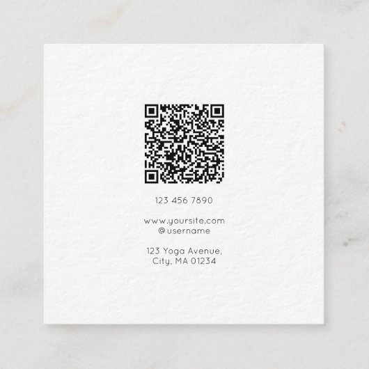 Minimalist Lotus Hand Meditation Instructor QR スクエア名刺 (裏面)