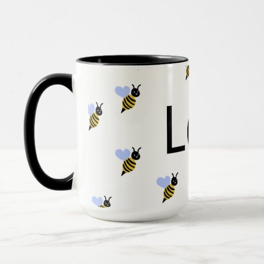 Minimalist Love & Bees Mug – Romantic Gift for Any マグカップ (左)