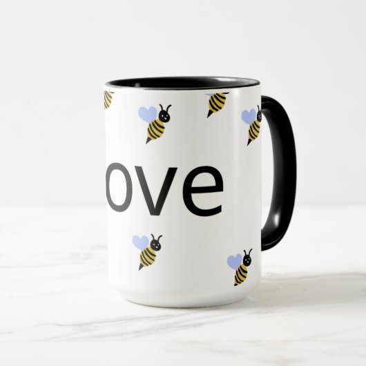 Minimalist Love & Bees Mug – Romantic Gift for Any マグカップ (正面右)