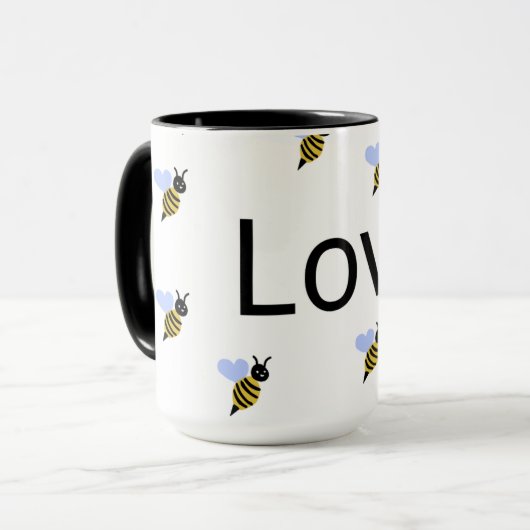Minimalist Love & Bees Mug – Romantic Gift for Any マグカップ (正面左)