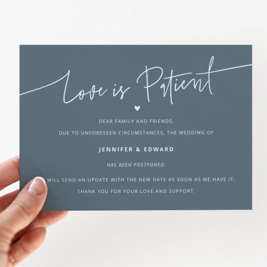 Minimalist Love Is Patient 結婚's Update石板 招待状