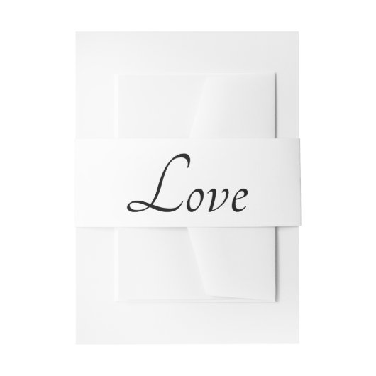 Minimalist Love Love Black White Wedding 招待状ベリーバンド (正面例)