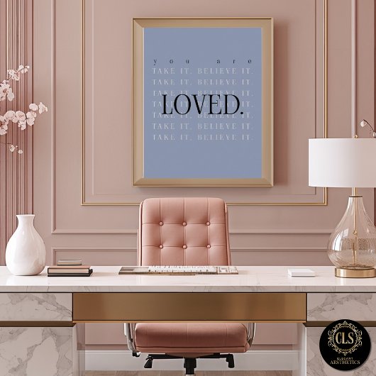 Minimalist Love Quote Poster Print - blue ポスター