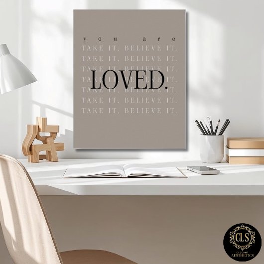 Minimalist Love Quote Poster Print - taupe ポスター
