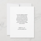 Minimalist Love & Thanks Baby Photo Birth Stats サンキューカード (裏面)