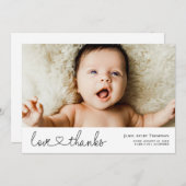 Minimalist Love & Thanks Photo Birth Announcement 案内状 (正面/裏面)