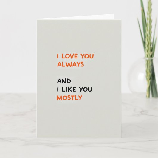 Minimalist Love You Mostly Card カード (正面)