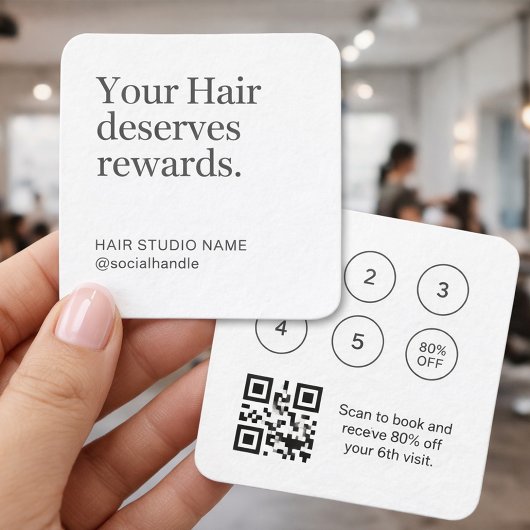 Minimalist Loyalty Program Business Card QR Code スクエア名刺