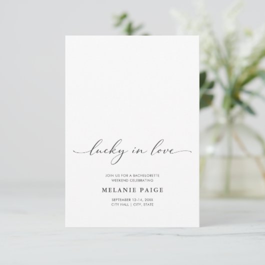 Minimalist Lucky In Love Bachelorette Weekend 招待状 (スタンド正面)
