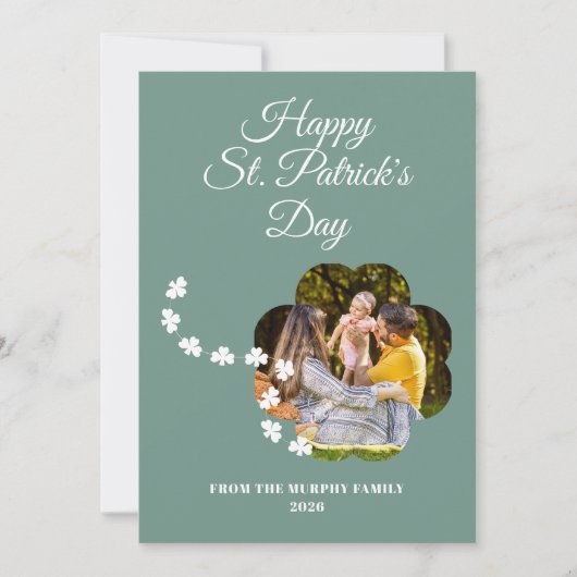 Minimalist lucky shamrock st. Patrick's Day Photo シーズンカード (正面)