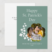 Minimalist lucky shamrock st. Patrick's Day Photo シーズンカード (正面/裏面)