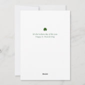 Minimalist lucky shamrock st. Patrick's Day Photo シーズンカード (裏面)