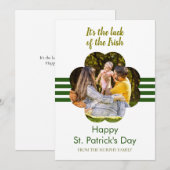 Minimalist lucky shamrock st. Patrick's Day Photo シーズンカード (正面/裏面)