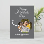 Minimalist lucky shamrock st. Patrick's Day Photo シーズンカード (スタンド正面)