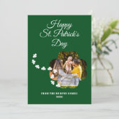 Minimalist lucky shamrock st. Patrick's Day Photo シーズンカード (スタンド正面)