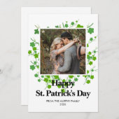 Minimalist lucky shamrock st. Patrick's Day Photo シーズンカード (正面/裏面)
