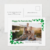 Minimalist lucky shamrock st. Patrick's Day photo シーズンポストカード (正面/裏面)