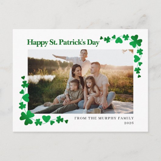 Minimalist lucky shamrock st. Patrick's Day photo シーズンポストカード (正面)