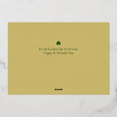 Minimalist lucky shamrock st. Patrick's Day Photo 箔シーズンカード (裏面)