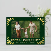 Minimalist lucky shamrock st. Patrick's Day Photo 箔シーズンカード (立ち正面)
