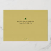Minimalist lucky shamrock st. Patrick's Day Photo 箔シーズンカード (裏面)