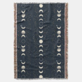 Minimalist Lunar Phases Pattern with Stars and Nig スローブランケット (正面縦)