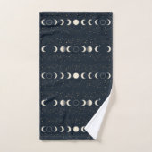 Minimalist Lunar Phases Pattern with Stars and Nig バスタオルセット (ハンドタオル)