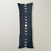 Minimalist Lunar Phases Pattern with Stars and Nig ボディピロー (裏面 (縦))