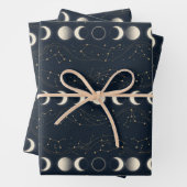 Minimalist Lunar Phases Pattern with Stars and Nig ラッピングペーパーシート (インサイチュ)