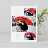 Minimalist Luxury 3 Photos Wedding Silver  箔招待状 (立ち正面)