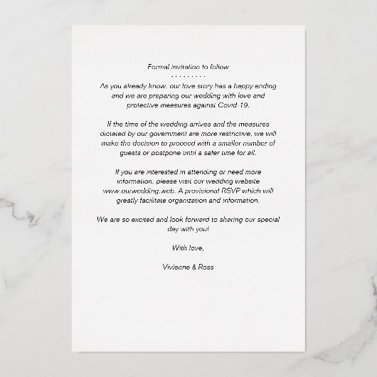 Minimalist Luxury 3 Photos Wedding Silver  箔招待状 (裏面)