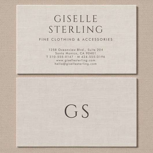 Minimalist Luxury Boutique Clothing Faux Linen 名刺