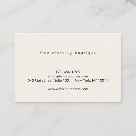 Minimalist Luxury Boutique Ivory 名刺 (裏面)