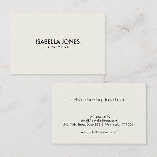 Minimalist Luxury Boutique Ivory 名刺 (正面/裏面)