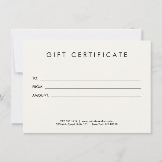 Minimalist Luxury Boutique Ivory Gift Certificate (裏面)