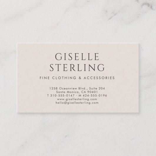 Minimalist Luxury Boutique Taupe Neutral 名刺 (正面)
