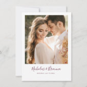 Minimalist Luxury Burgundy Wedding 招待状 (裏面)